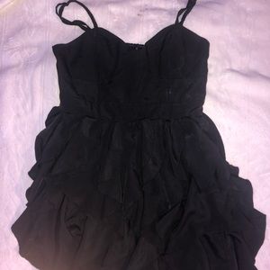 Black ruffle mini dress